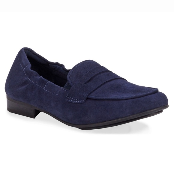 Ros Hommerson Trish Women's Penny Loafer Mule Slip On Blue Suede Shoe Flat 7M - Picture 1 of 6